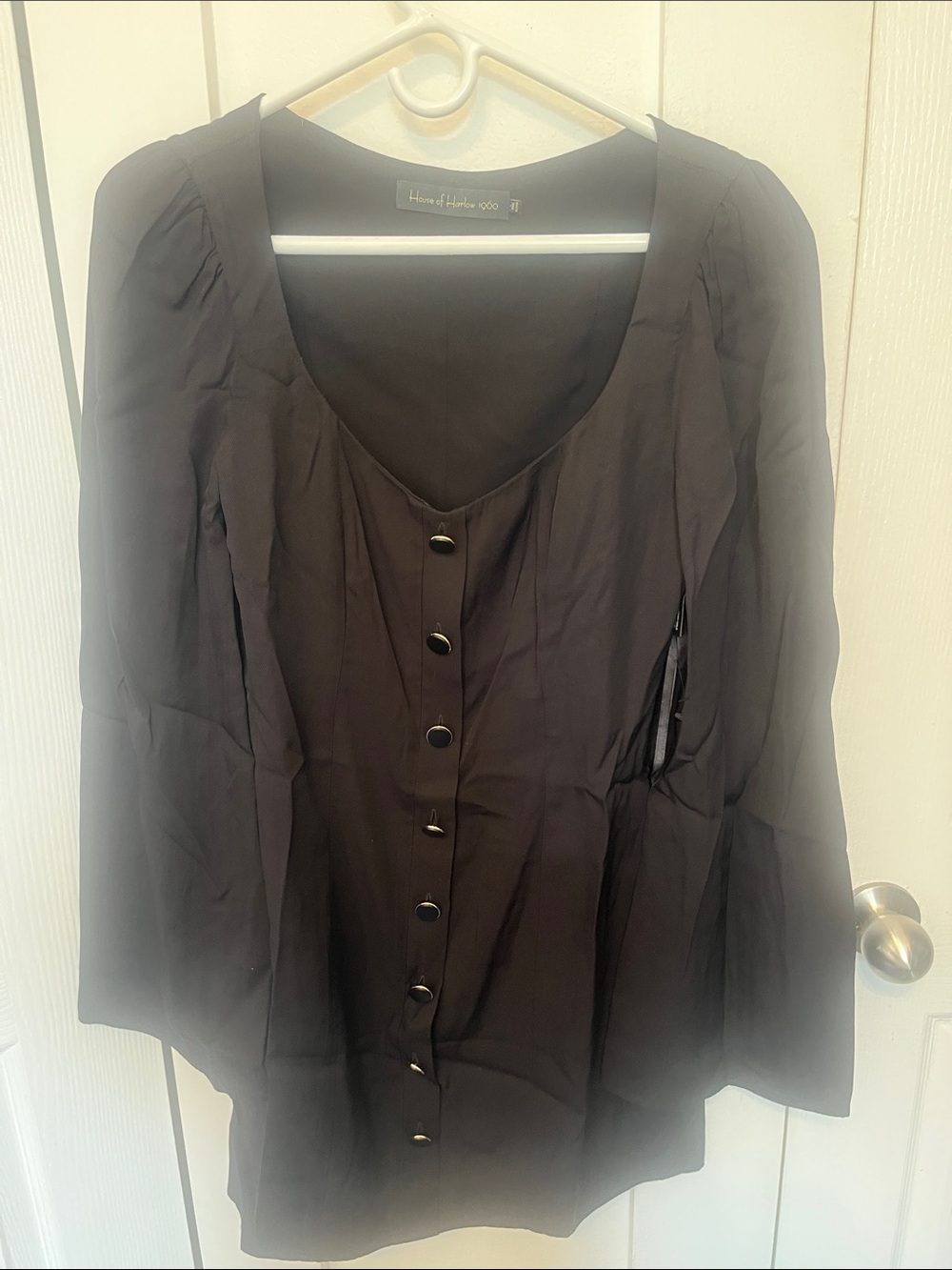 House of Harlow 1960 Black Button-Front Scoop Neck dress